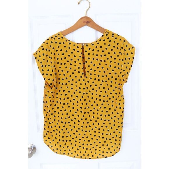 Lily White Polka Dot Blouse, size Medium Yellow Black - Picture 10 of 10